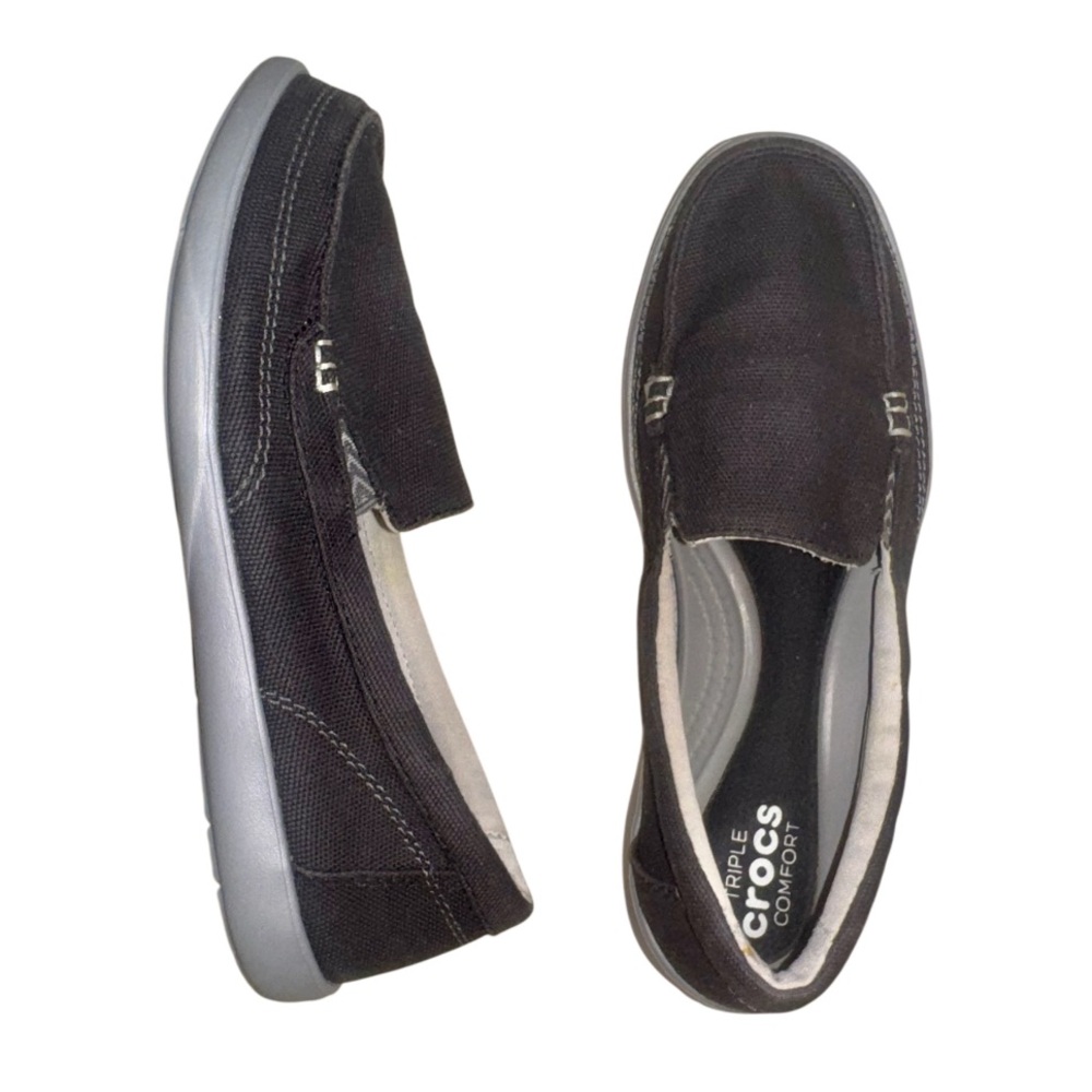 Crocs Walu black canvas loafer women’s shoes size 6